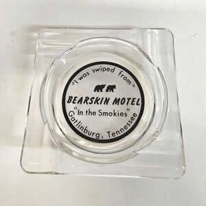 Bearskin Motel Gatlinburg TN "In the Smokies" Clear Glass Advertising Ashtray